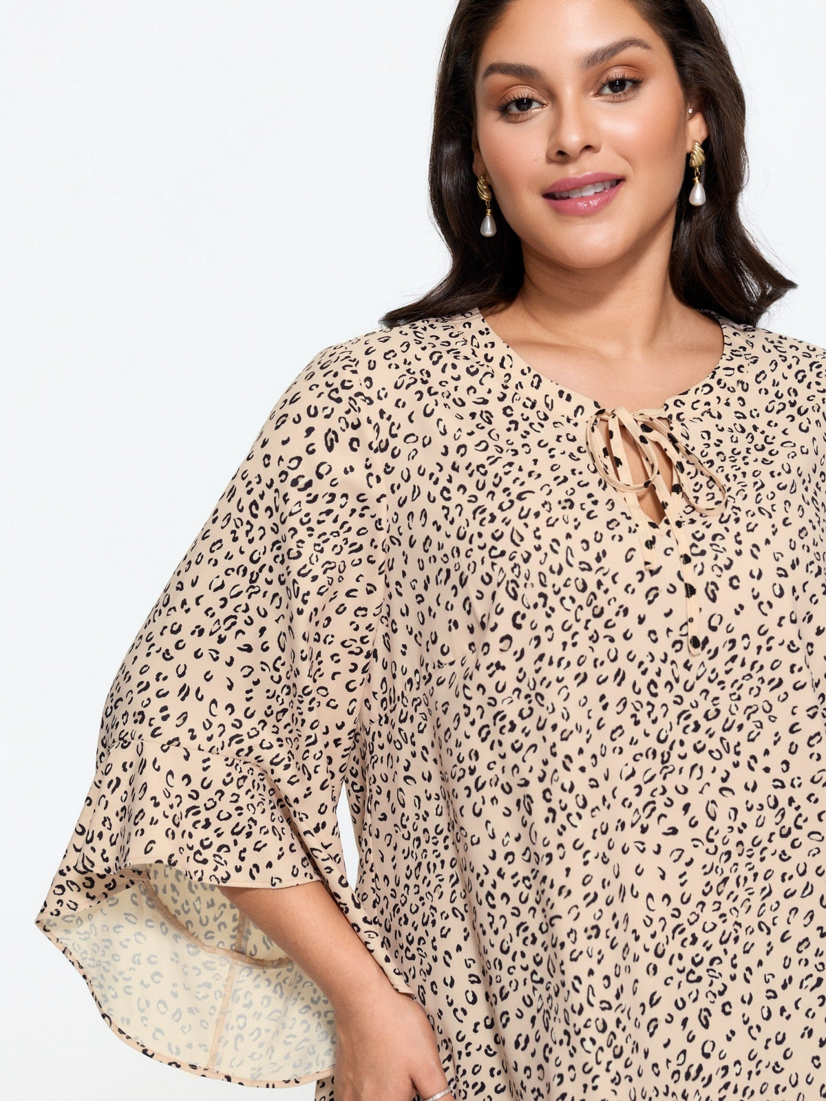 Leopard Print Flared Sleeve Loose Chiffon Blouse