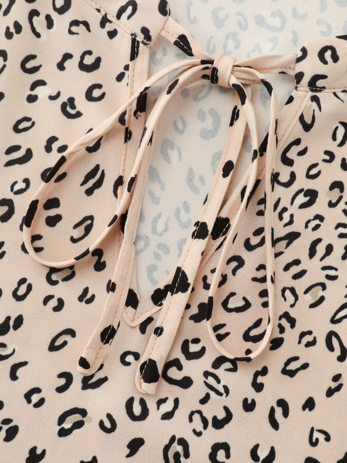 Leopard Print Flared Sleeve Loose Chiffon Blouse