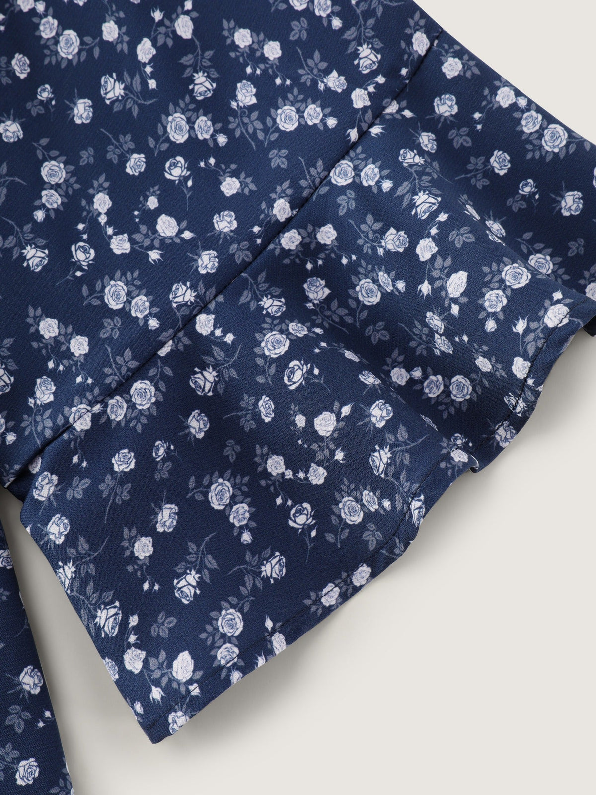 Ditsy Floral Print Asymmetrical Layered Hem Tunic Blouse
