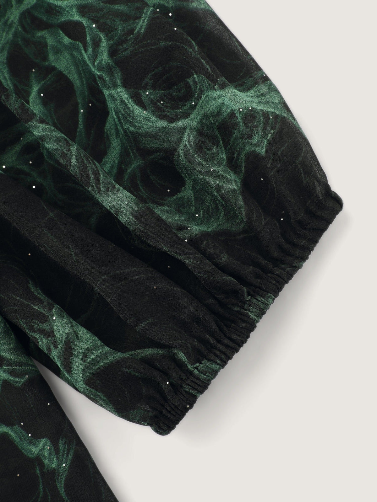 V‑Neck Swirl Print Sheer Blouse