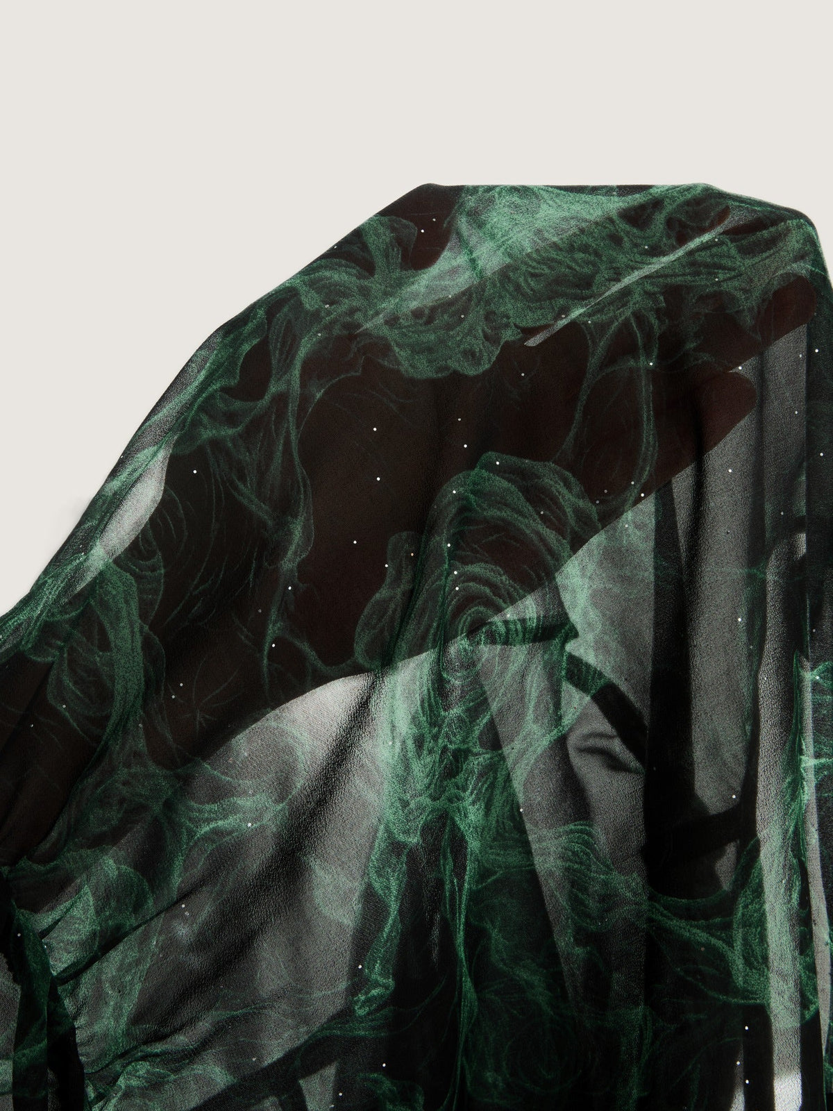 V‑Neck Swirl Print Sheer Blouse