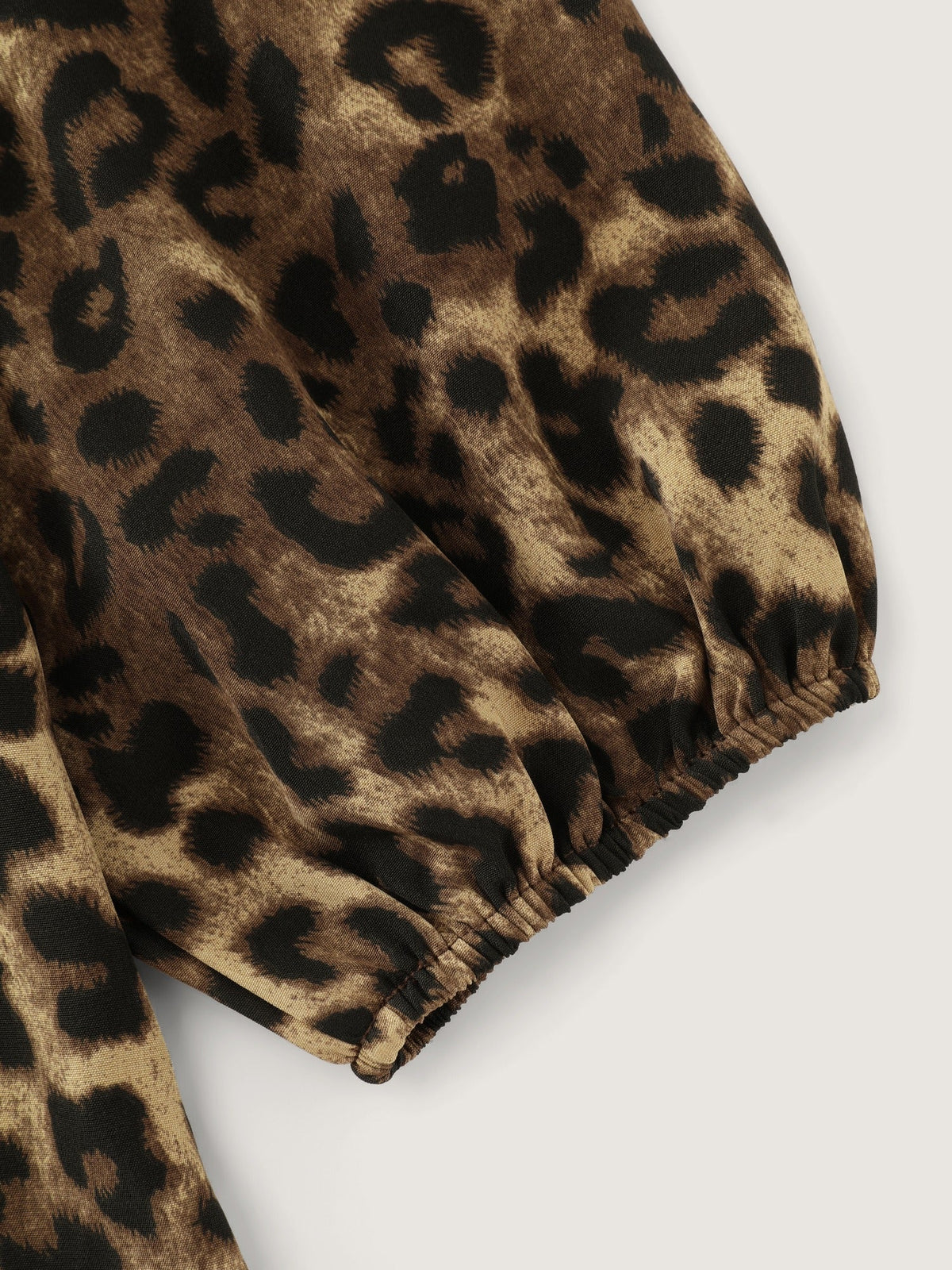 Leopard Print Round Neck Button‑Front Blouse