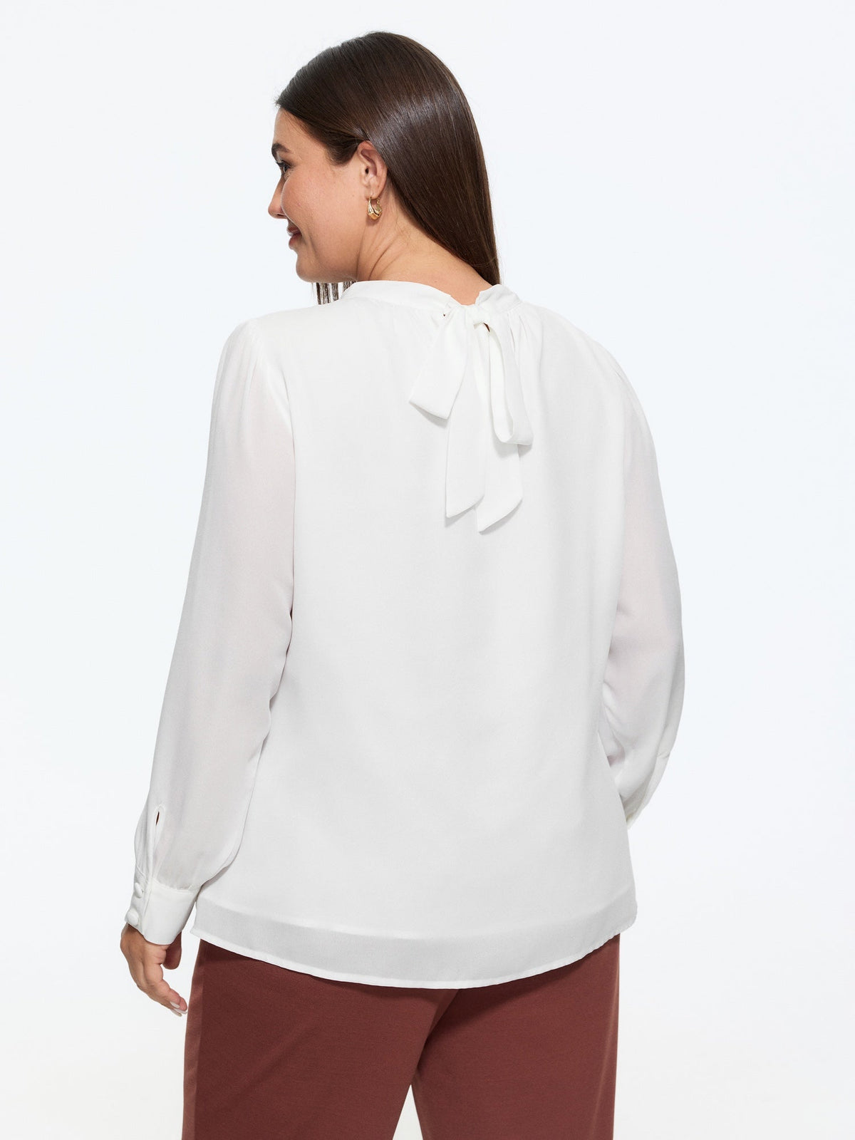 Solid Cut Out Neck Blouse