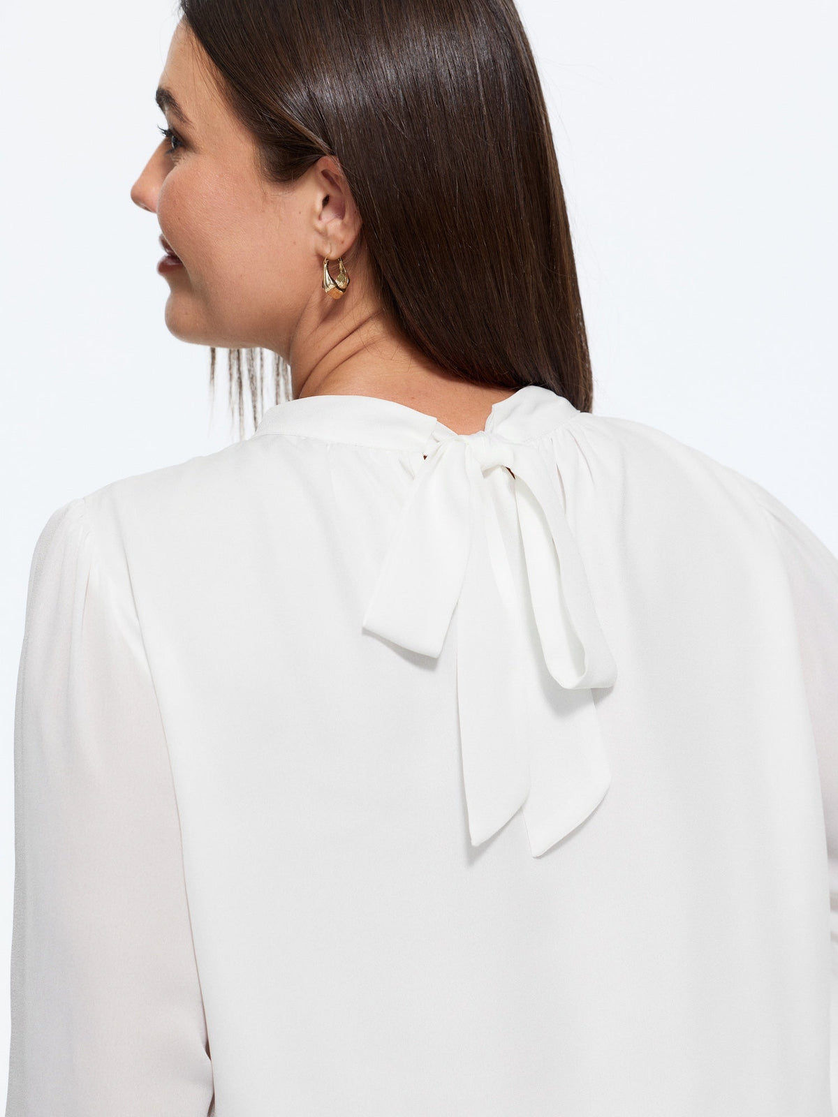 Solid Cut Out Neck Blouse