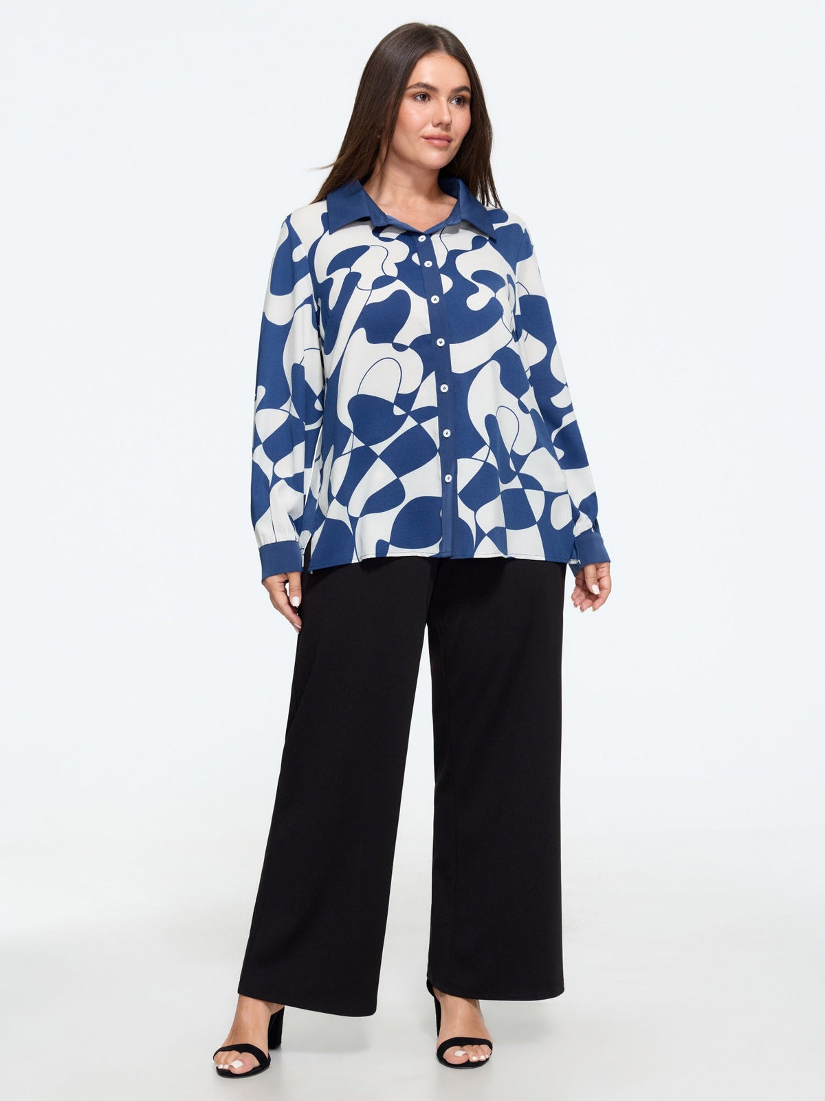 Geometric Abstract Print Loose Fit Blouse