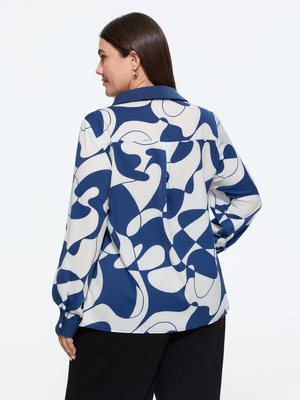 Geometric Abstract Print Loose Fit Blouse