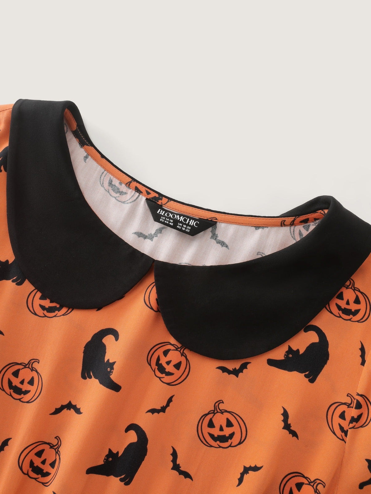 Halloween Pumpkin Bat Cat Print Peplum Blouse