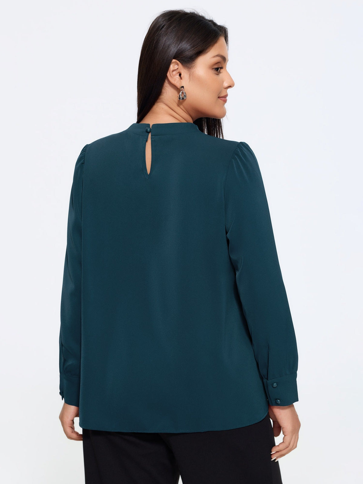 Satin Cowl Neck Tie Bow Long Sleeve Blouse
