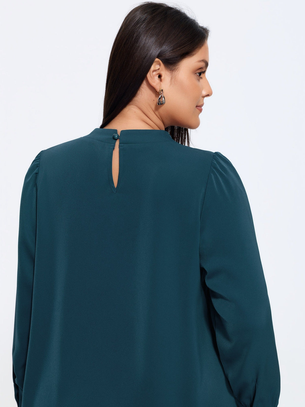 Satin Cowl Neck Tie Bow Long Sleeve Blouse