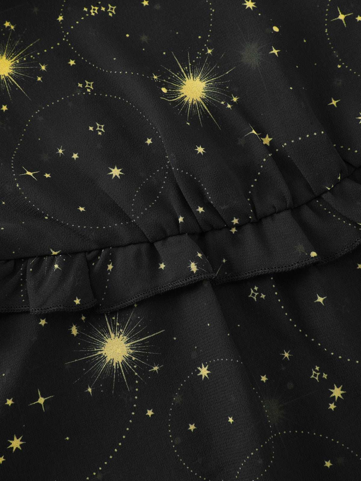 Star Constellation Print Sheer Chiffon Blouse