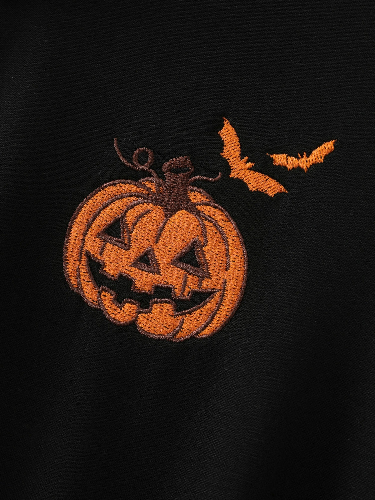Pumpkin Embroidery Contrast Trim Half Zip Mini Dress