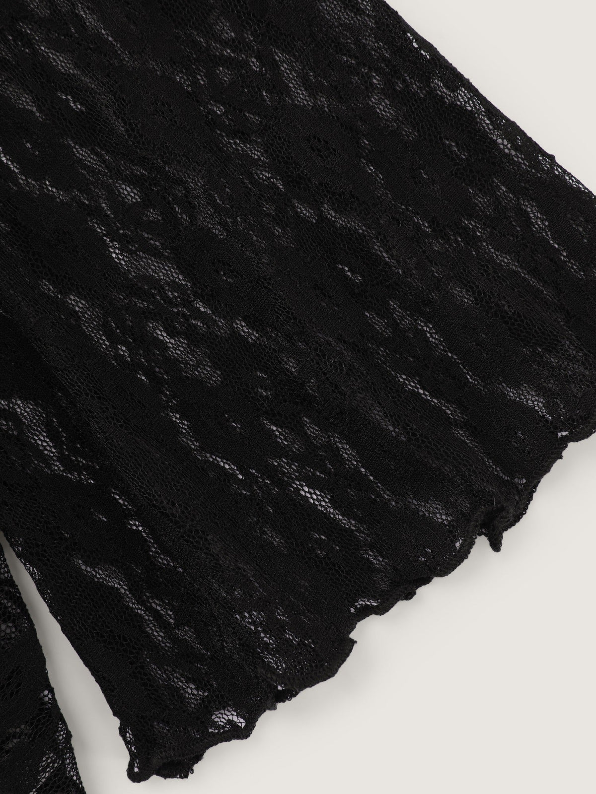 Sheer Lace V‑Neck Flare Sleeve Peplum Blouse