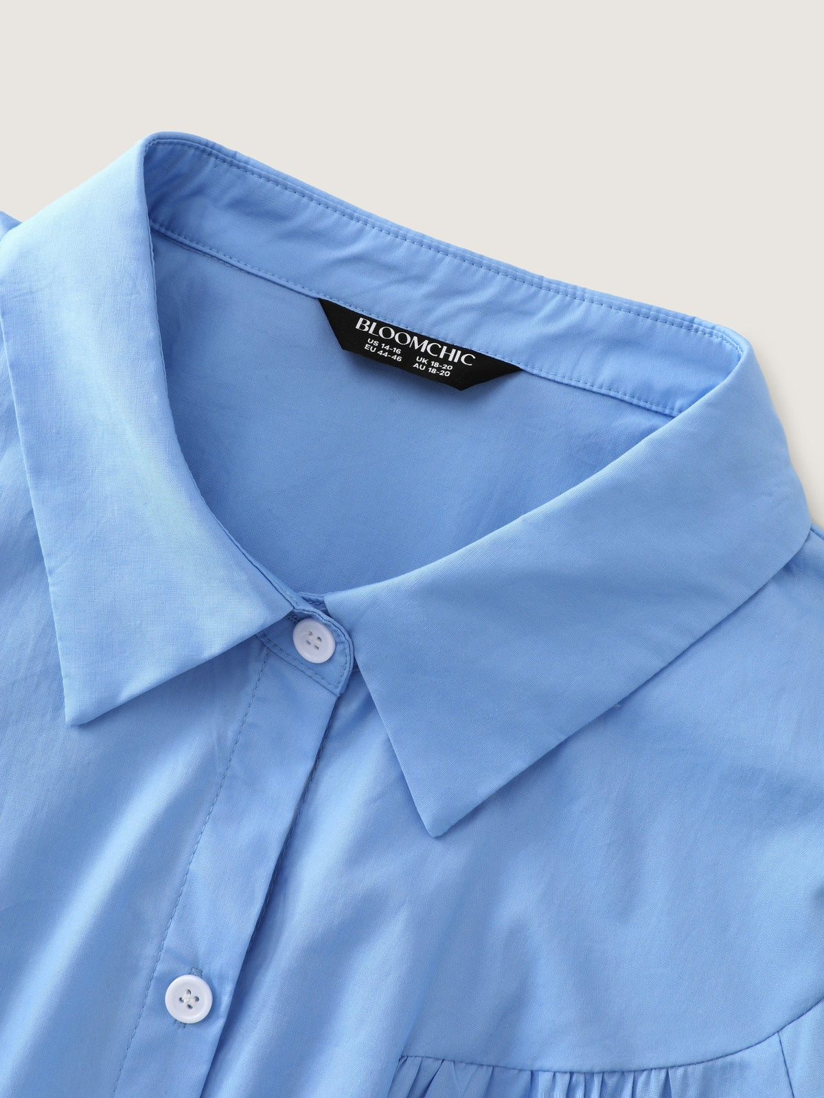 Pleated‑Shoulder Button Down Blouse