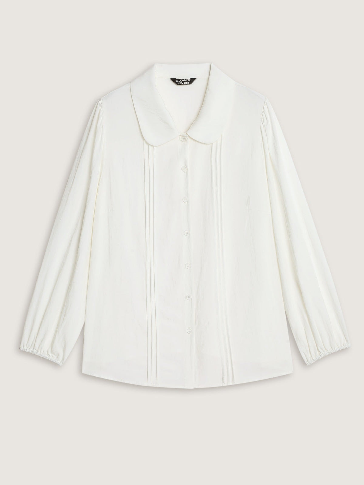 Peter Pan Collar Pleated Button‑Down Blouse