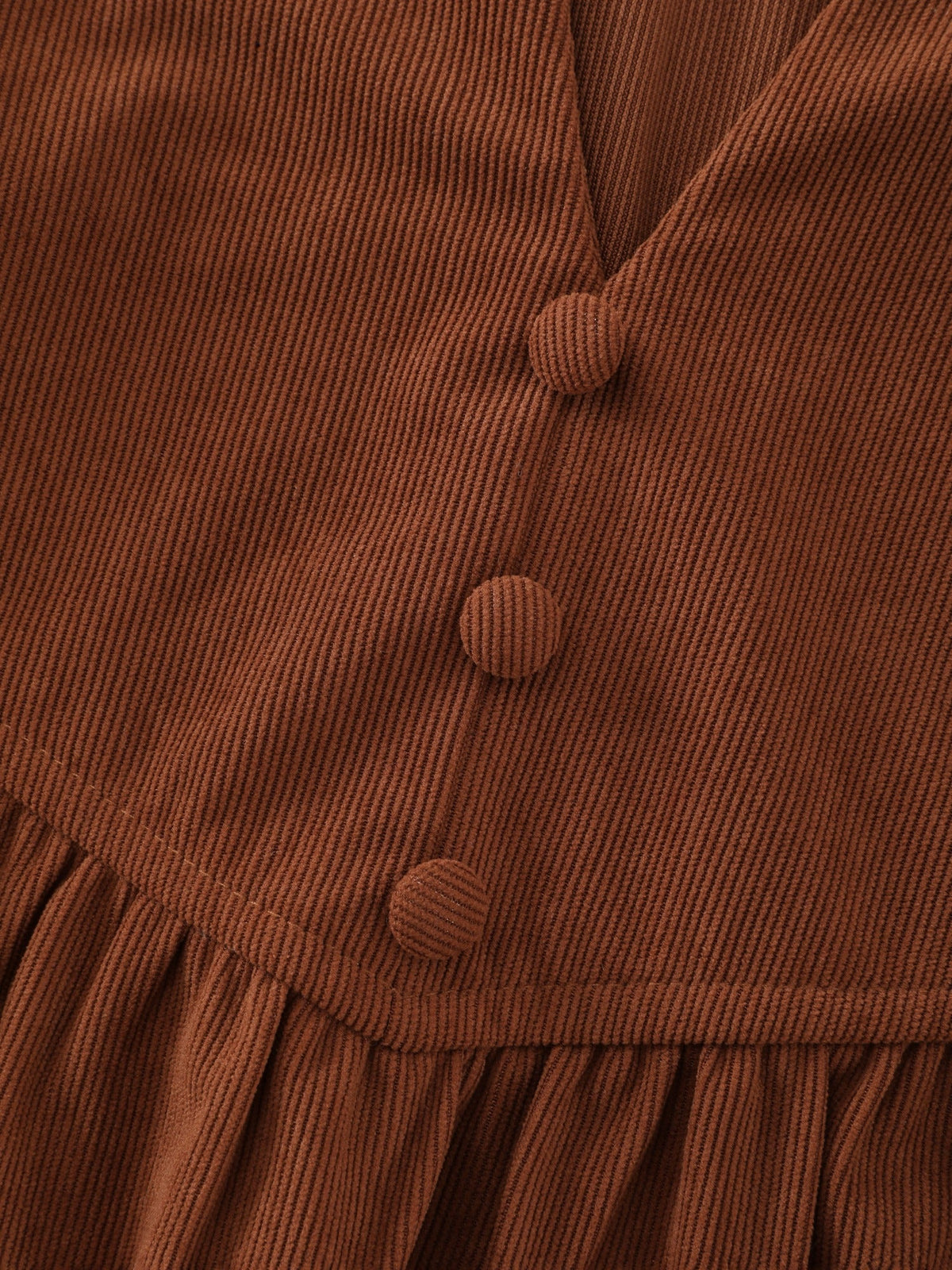 Corduroy Long Sleeve Ruffle Hem Mini Dress