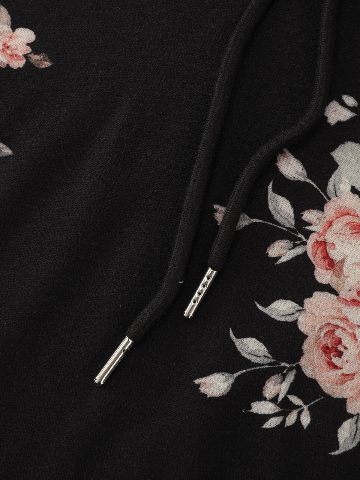 Stretchy Floral Print Drawstring Hooded Mini Dress