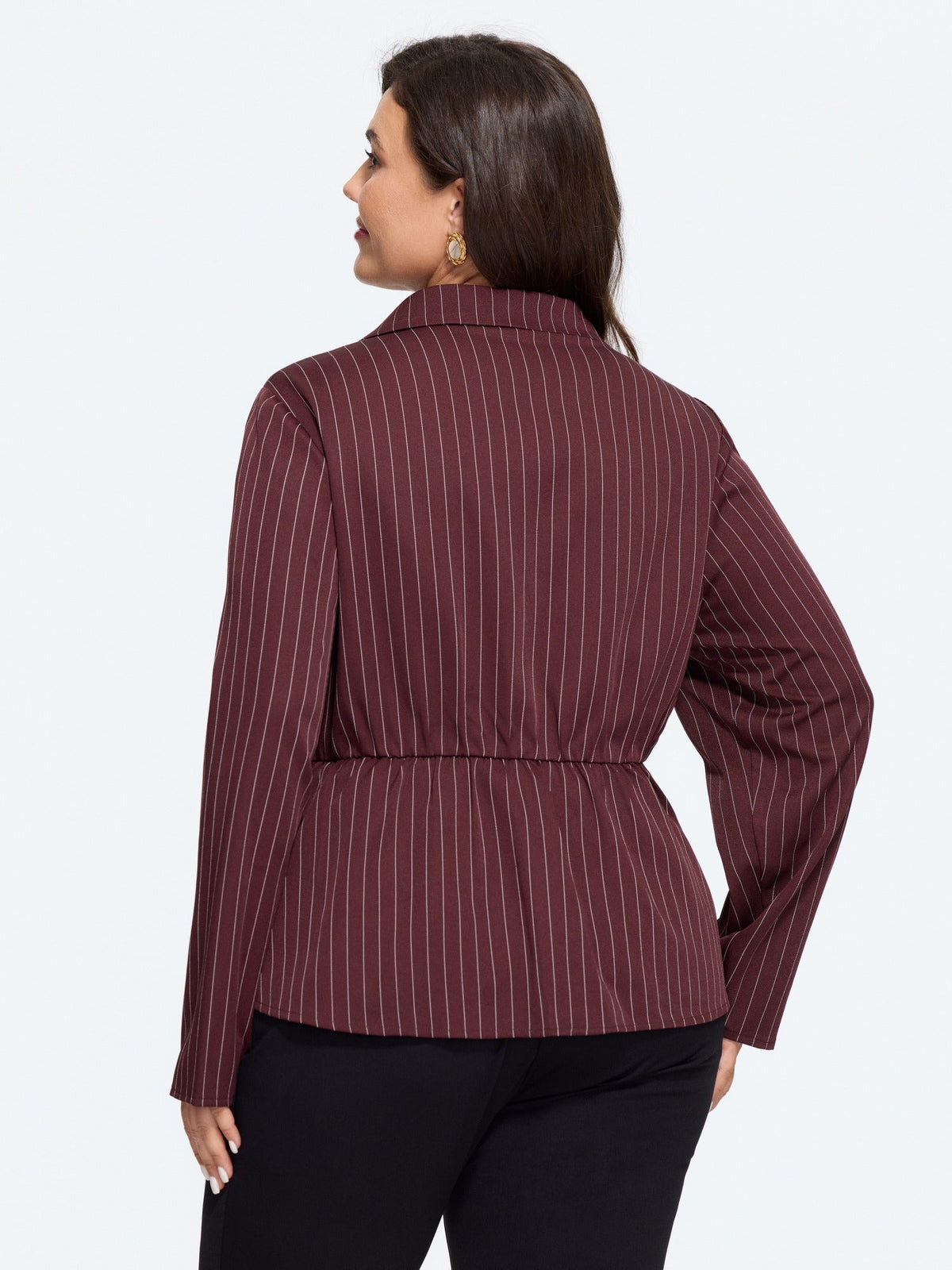 Vertical Striped Twist Front Blouse