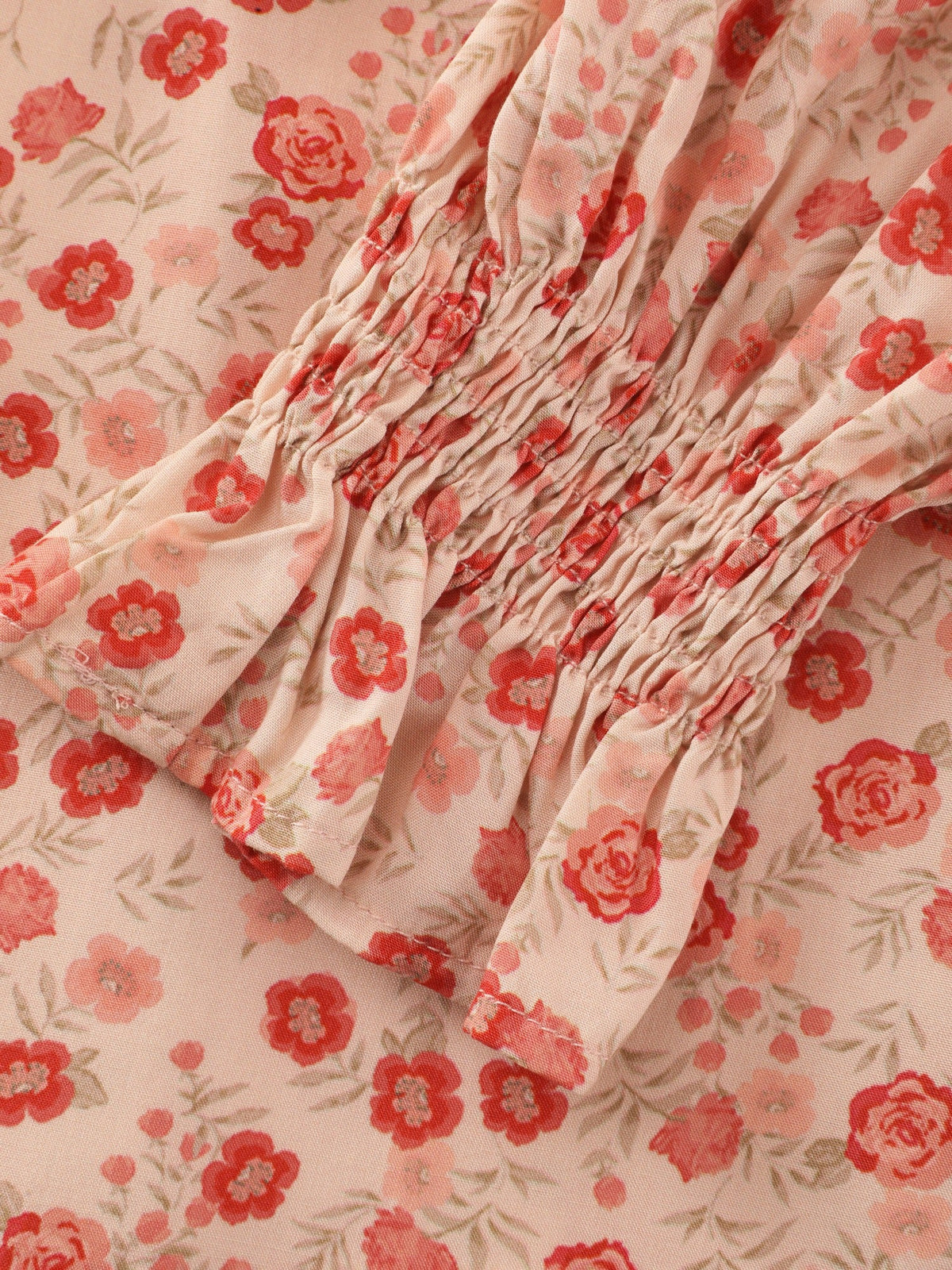 Supersoft Floral Print Tie Front Shirred Waist Midi Dress