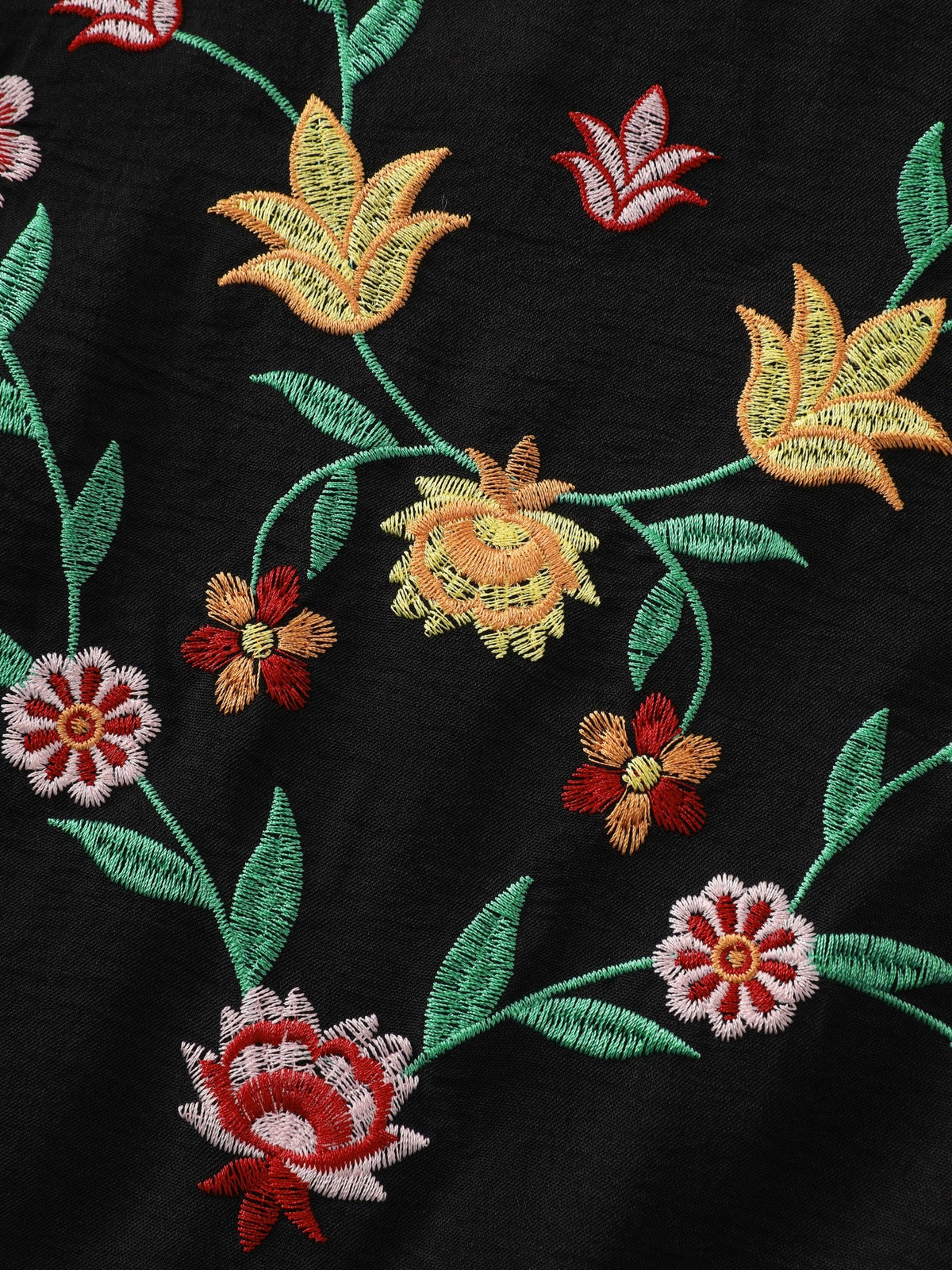 Floral Embroidered Round Neck Peplum Blouse