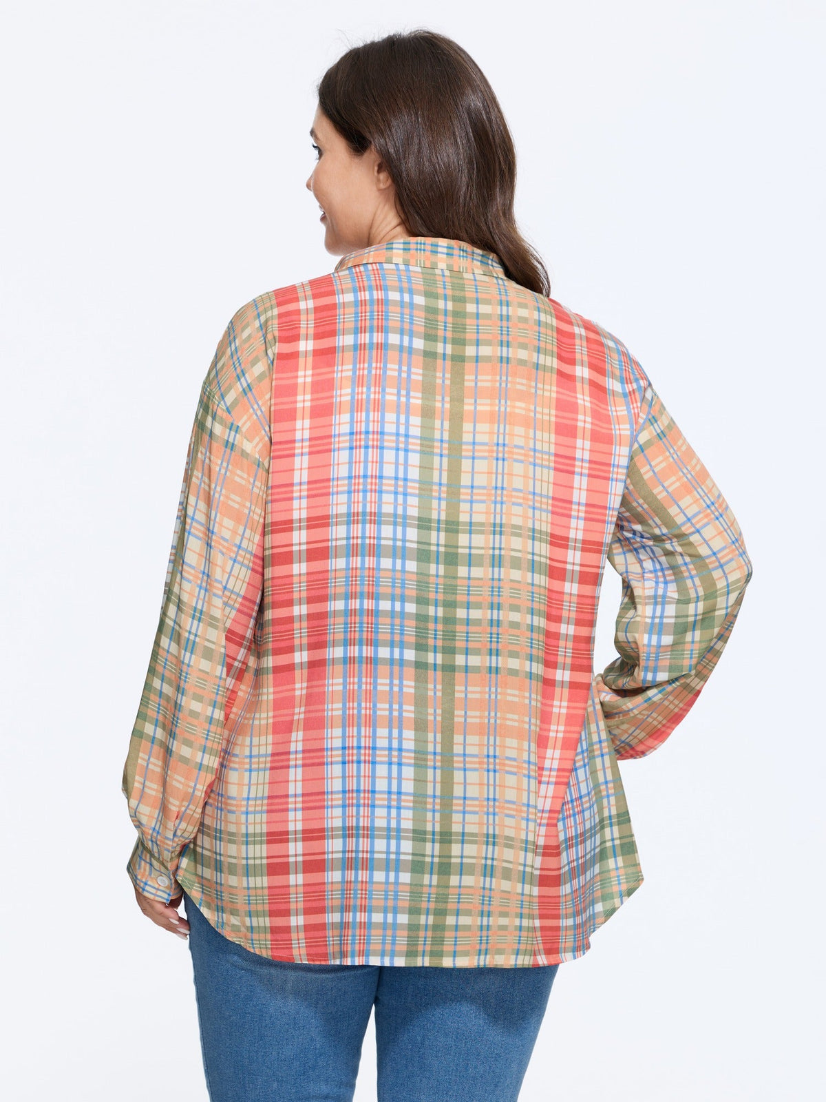 Supersoft Colorful Plaid Button Down Blouse