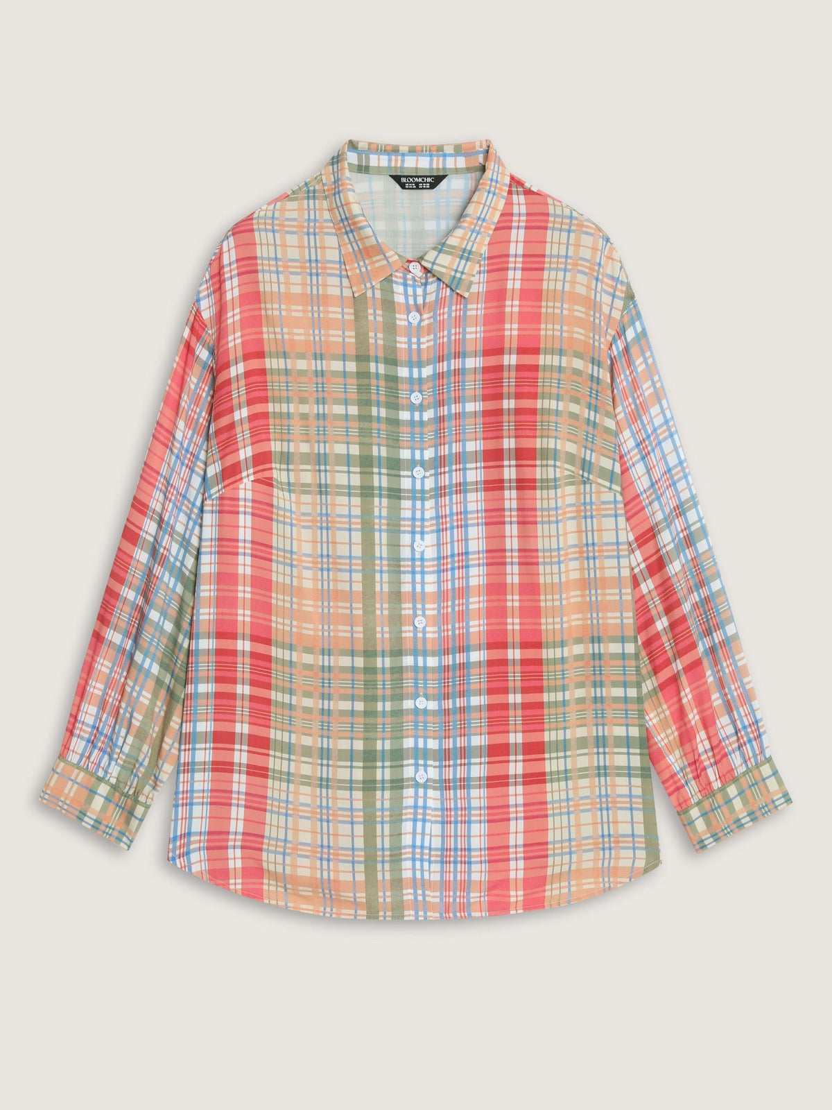Supersoft Colorful Plaid Button Down Blouse