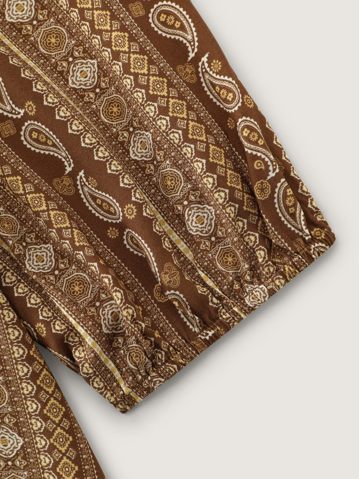 Paisley Print V Neck Ruffle Blouse