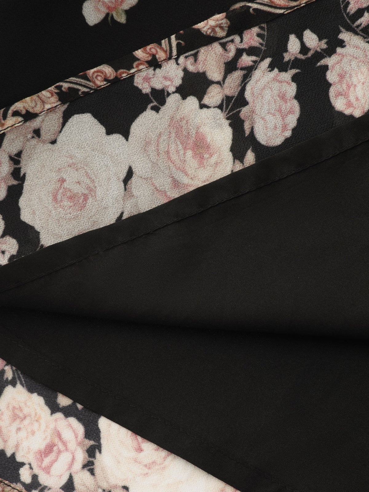 Floral Print Puff Sleeve Sheer Chiffon Blouse