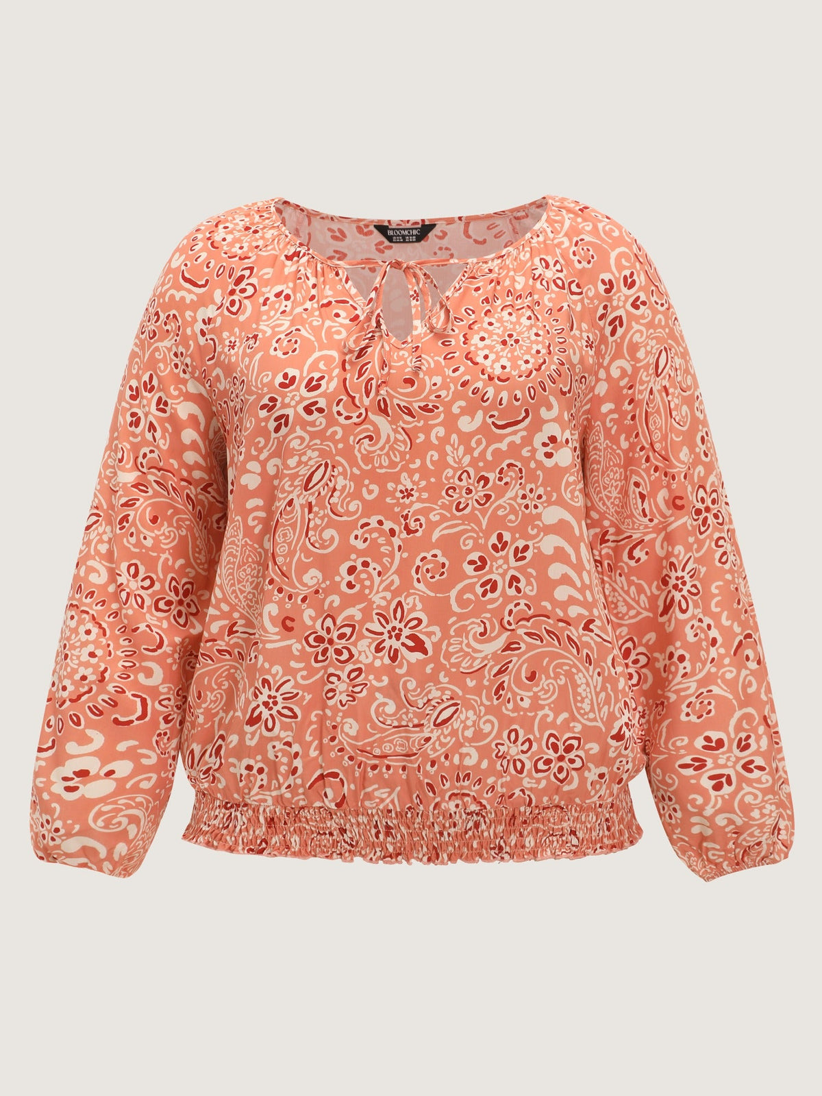 Paisley Print Shirred Hem Blouse