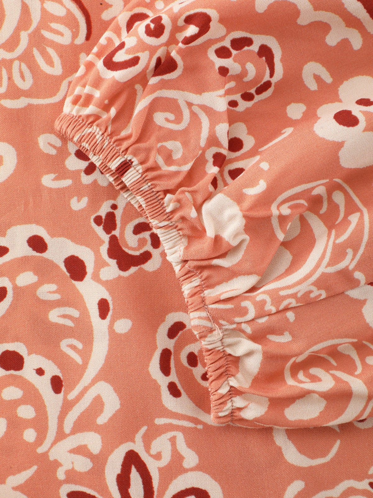 Paisley Print Shirred Hem Blouse