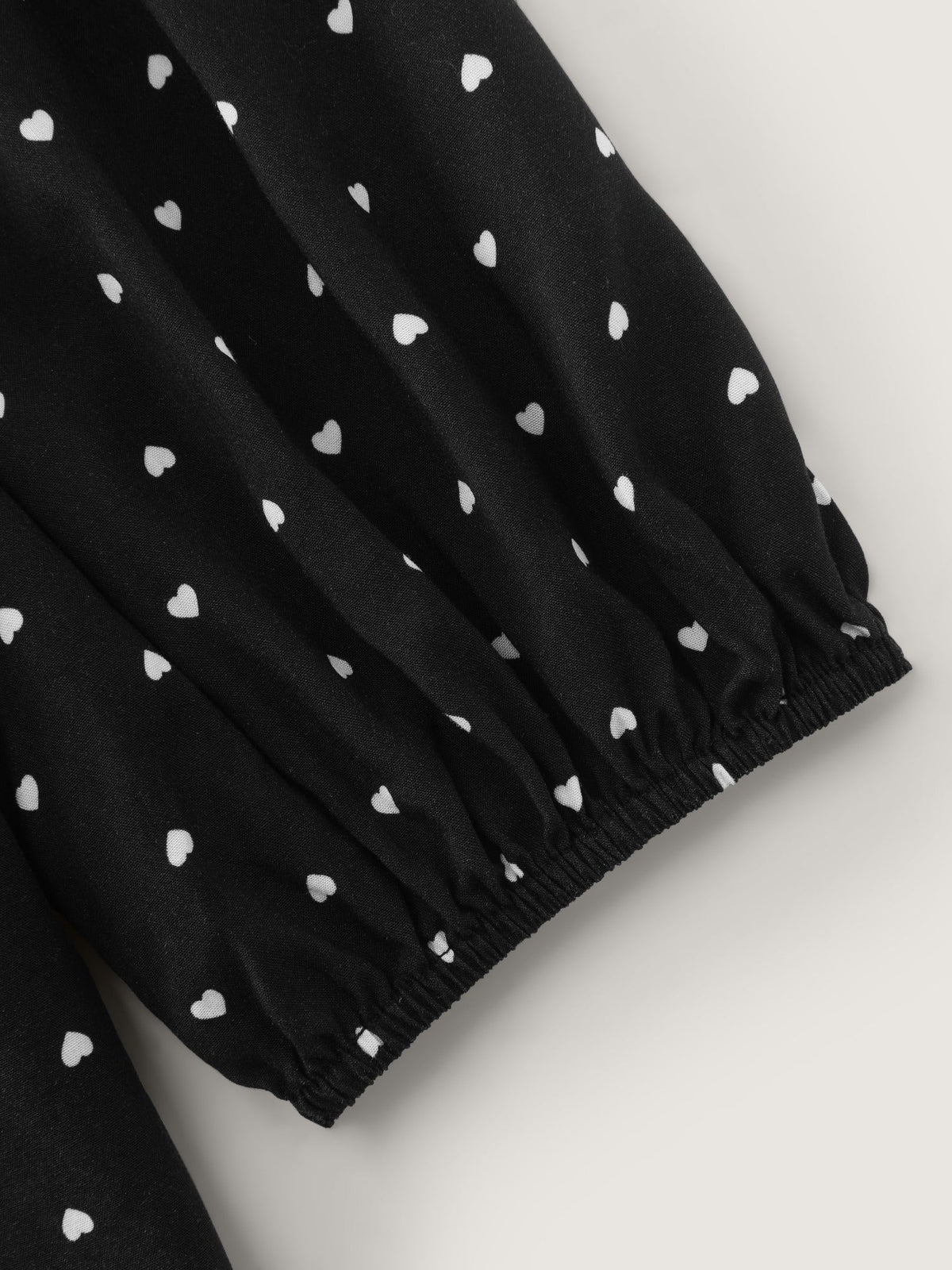 Heart Print Peter Pan Collar Lace Trim Blouse