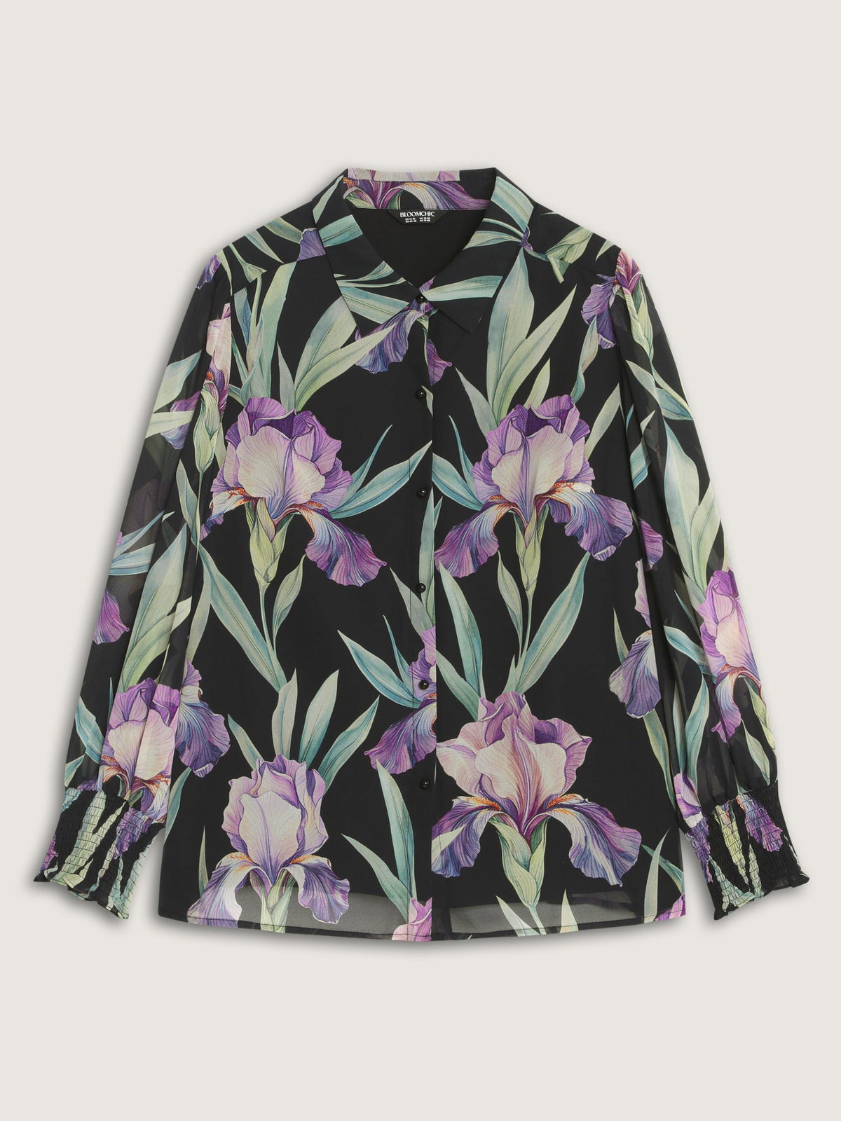 Floral Print Shirred Cuff Blouse