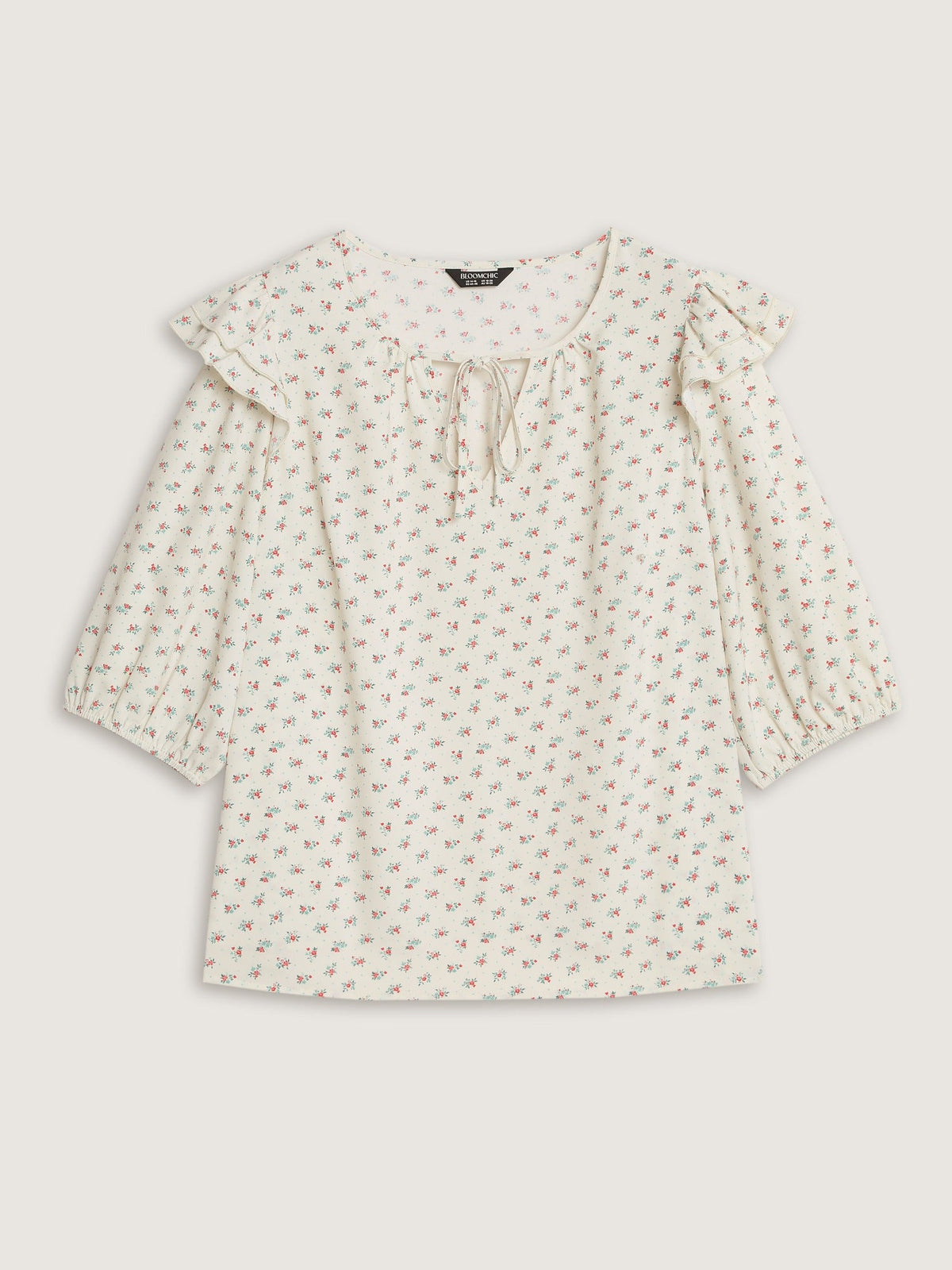 Ditsy Floral V Neck Ruffle Blouse