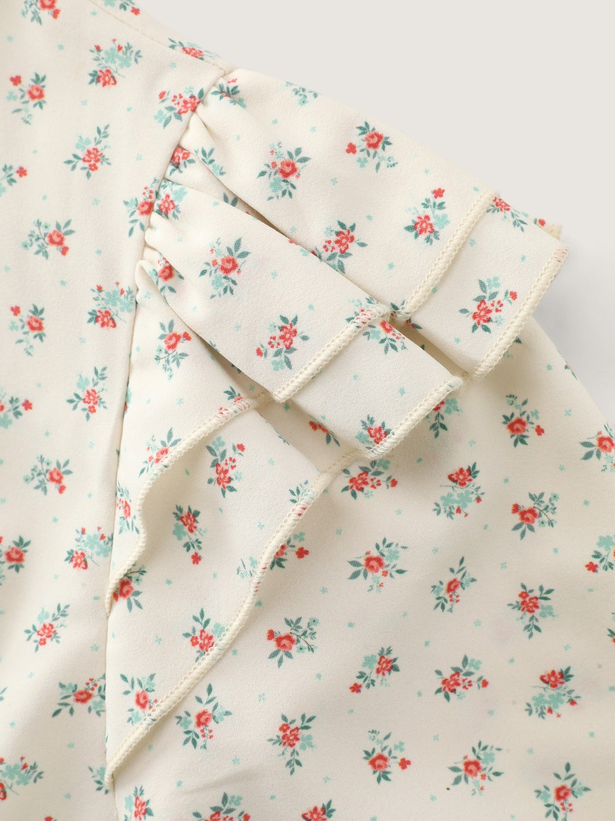 Ditsy Floral V Neck Ruffle Blouse