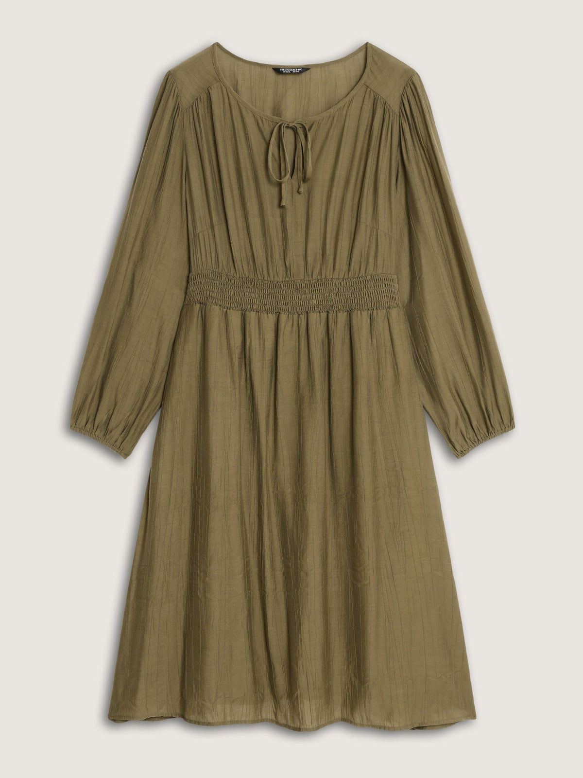 Supersoft Shirred Waist Tie Neck Midi Dress