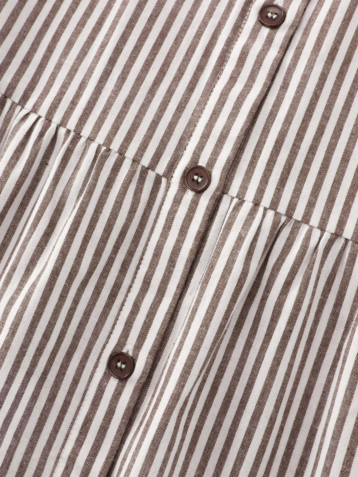 Cotton Striped Print Peplum Hem Button Down Shirt