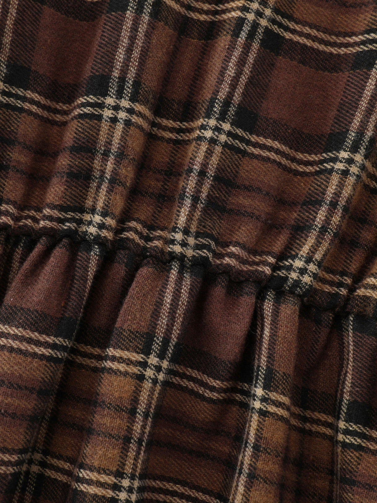 Plaid Lantern Sleeve Button Front Mini Dress