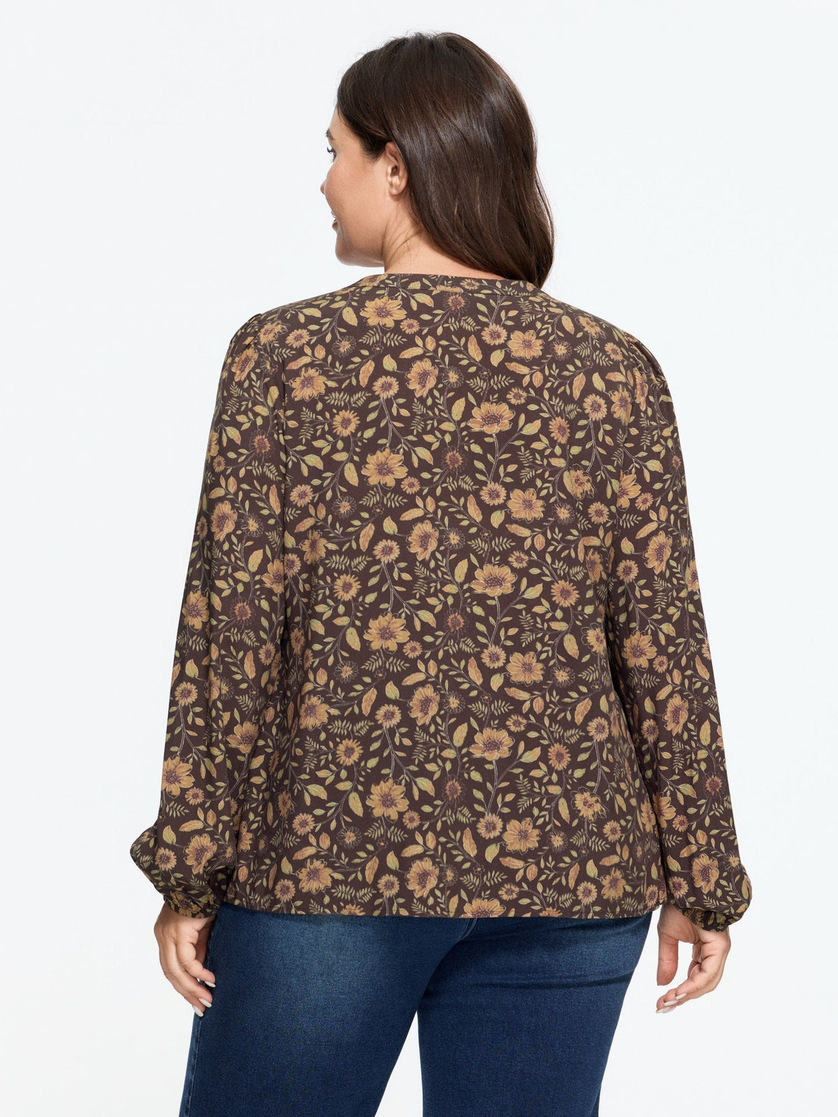Supersoft Vintage Floral Pleated Long Sleeve Shirt