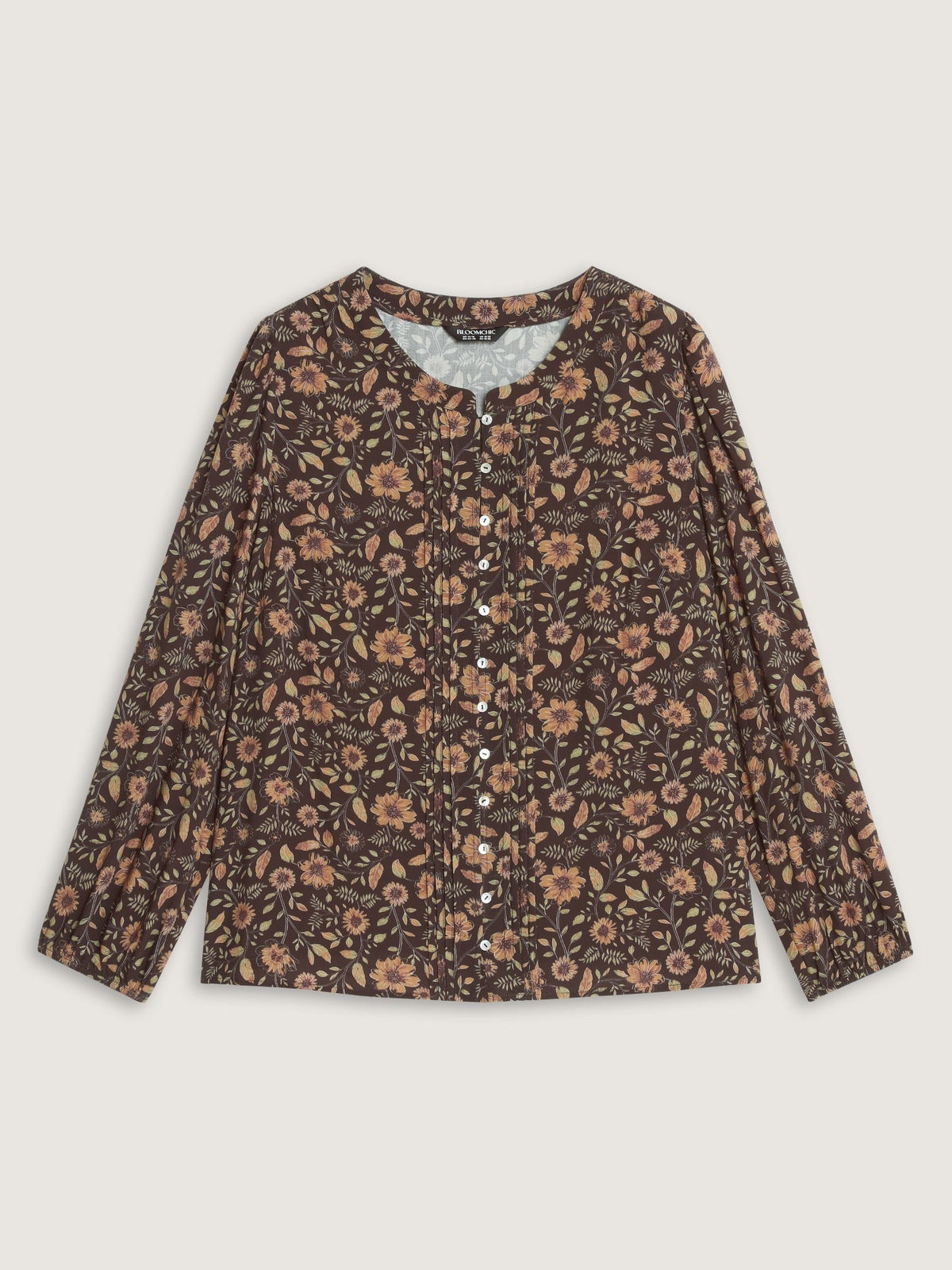 Supersoft Vintage Floral Pleated Long Sleeve Shirt