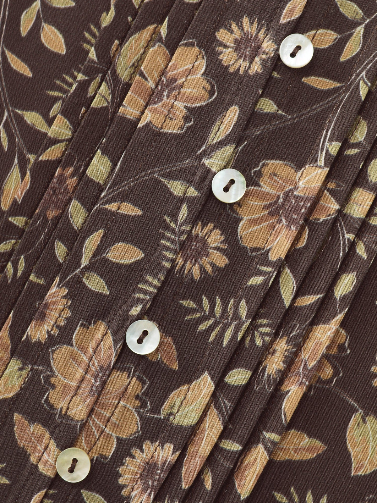 Supersoft Vintage Floral Pleated Long Sleeve Shirt