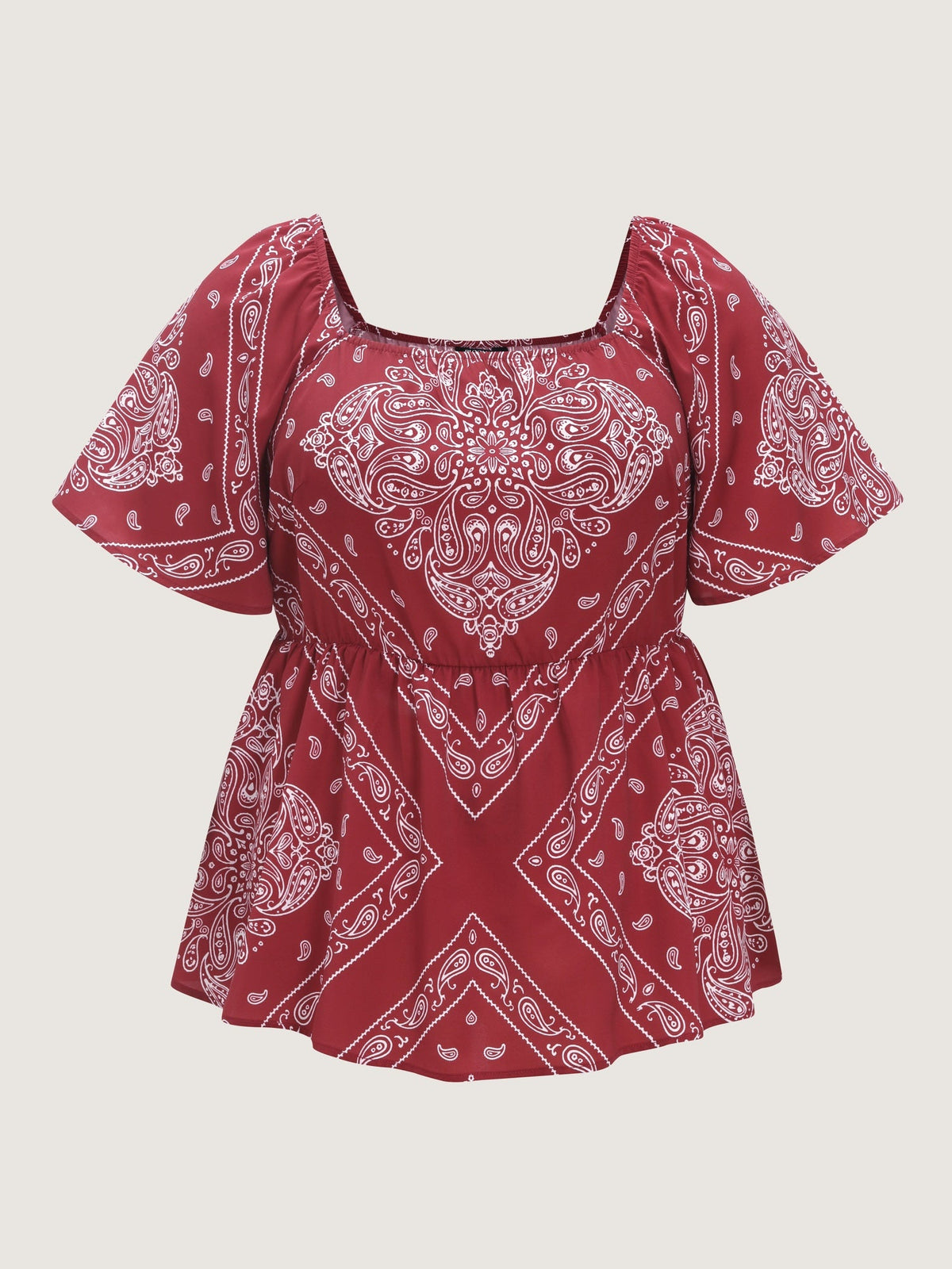 Paisley Print Flutter Sleeve Babydoll Blouse