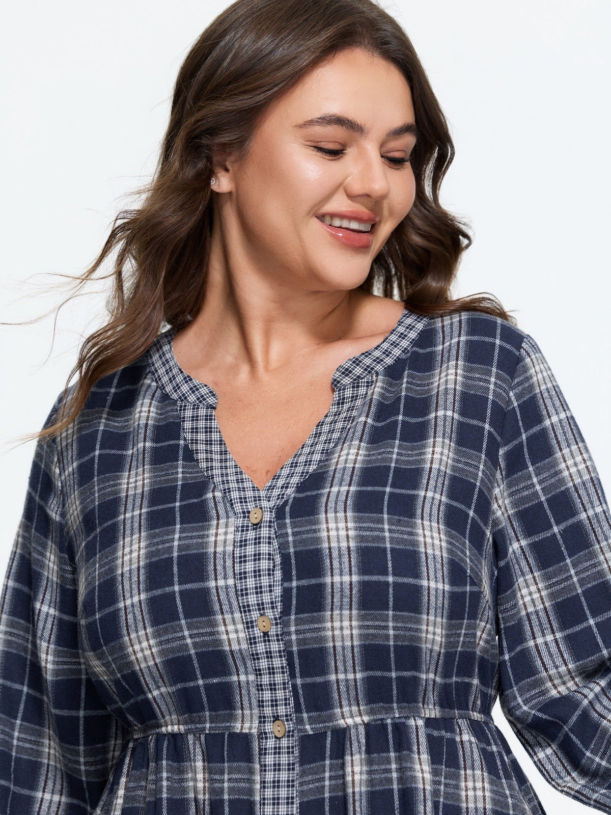 Plaid Patchwork Ruffle Hem Mini Dress