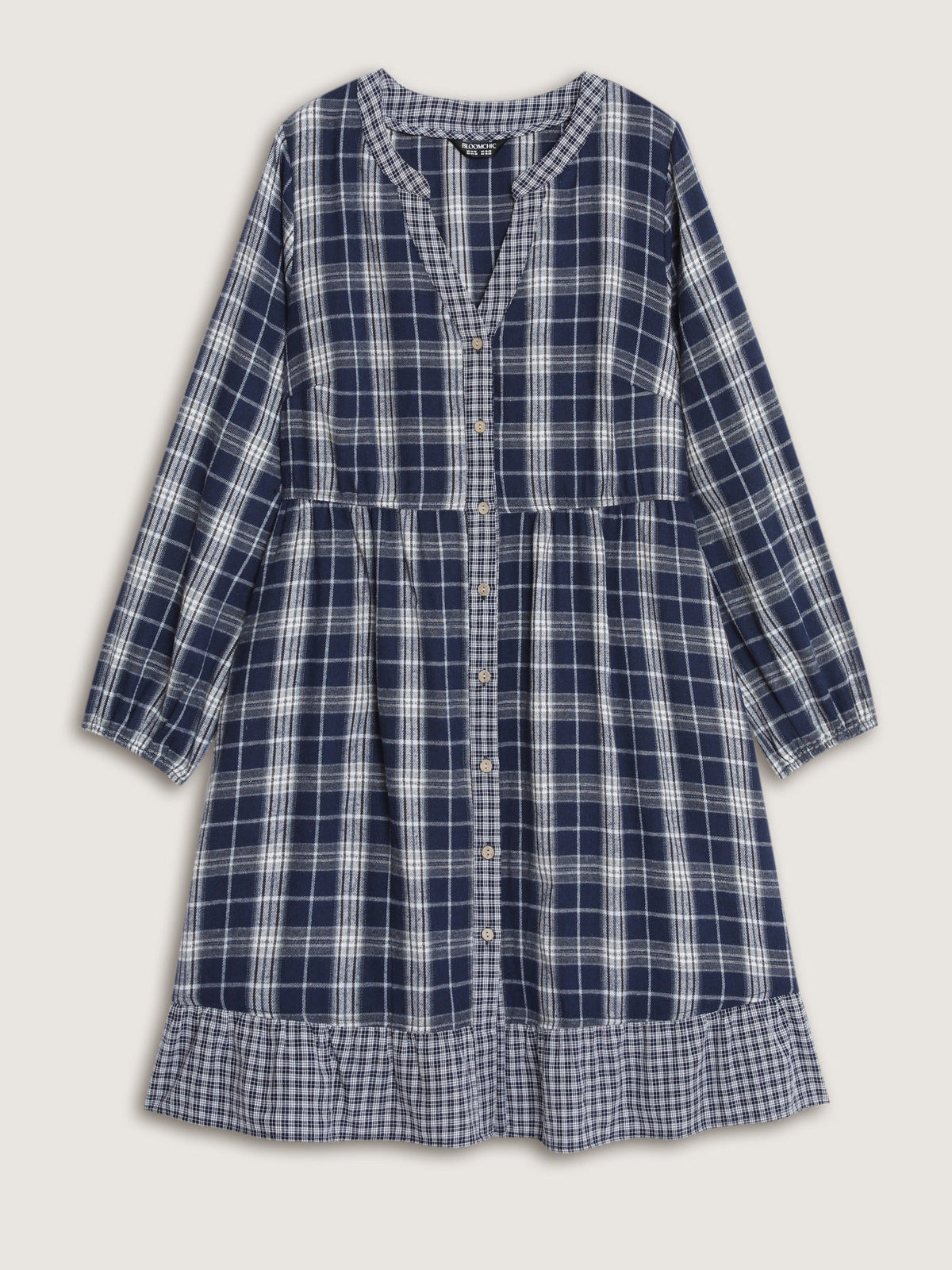 Plaid Patchwork Ruffle Hem Mini Dress