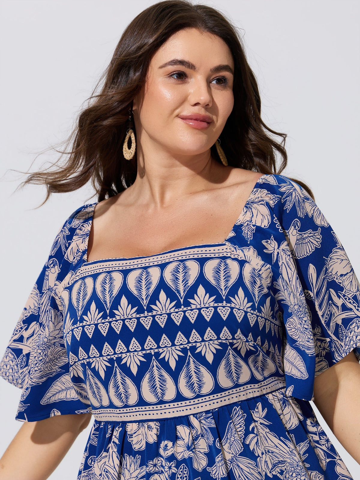 Floral Print Shirred Front Blouse