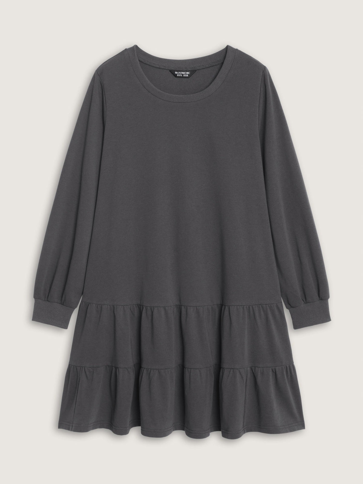 Crew Neck Tiered Ruffle Mini Dress