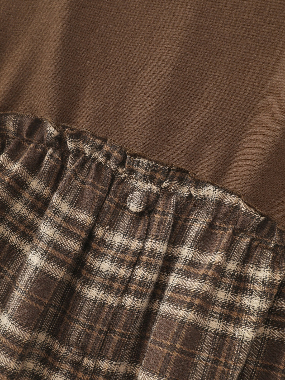 Plaid Patchwork Round Neck Mini Dress