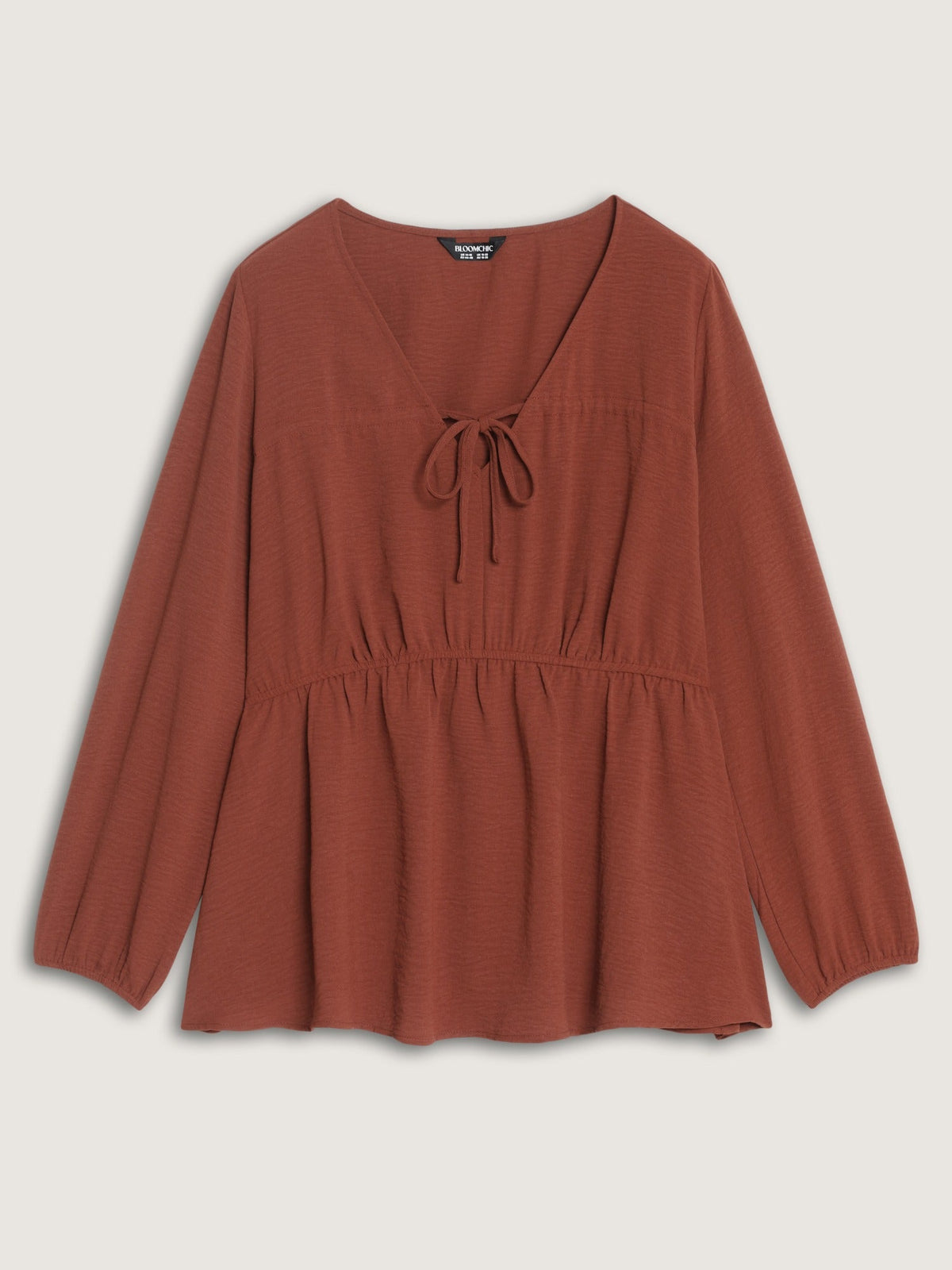 V Neck Drawstring Waist Ruched Blouse