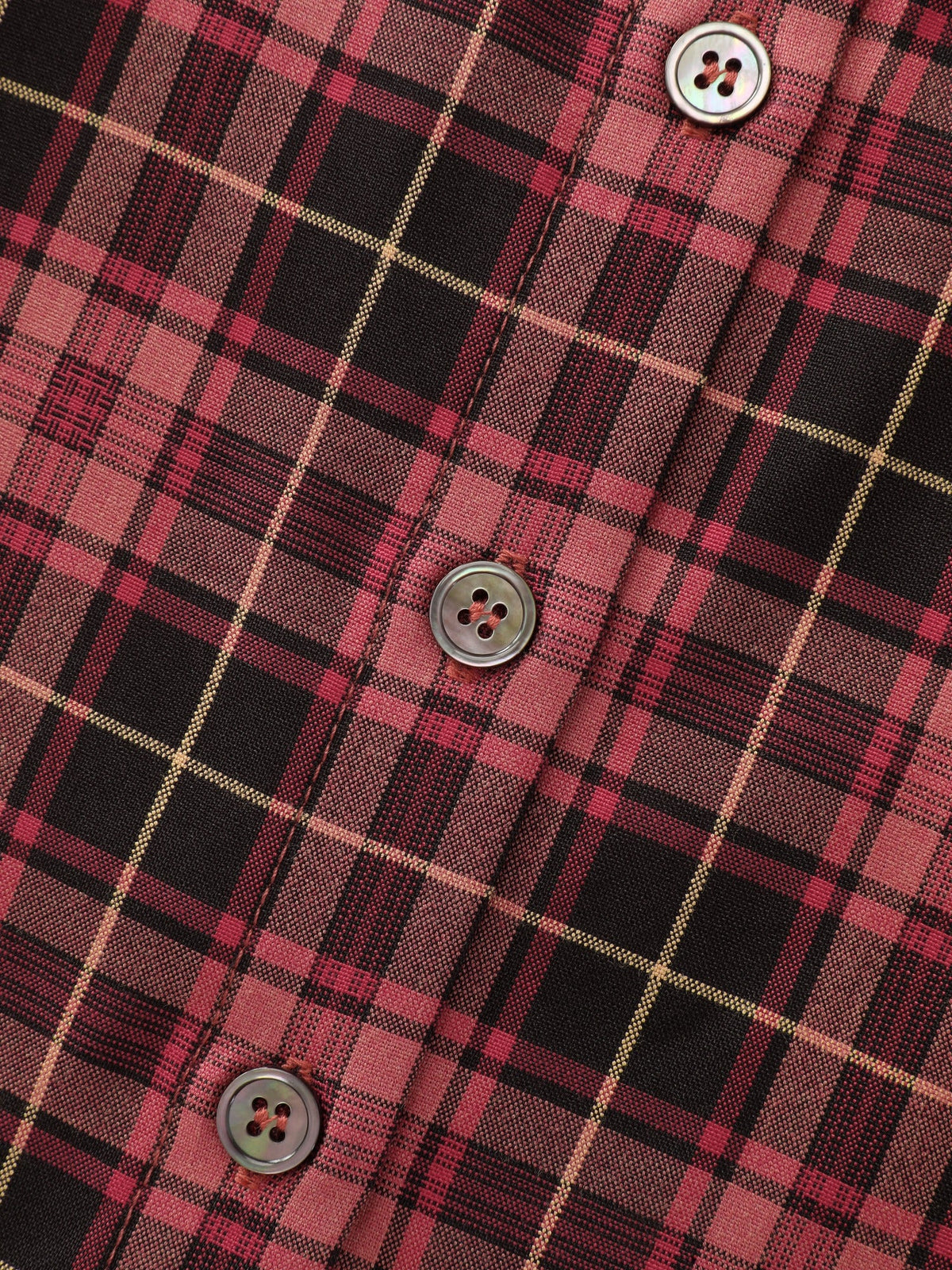 Plaid Round Neck Button Front Shirt