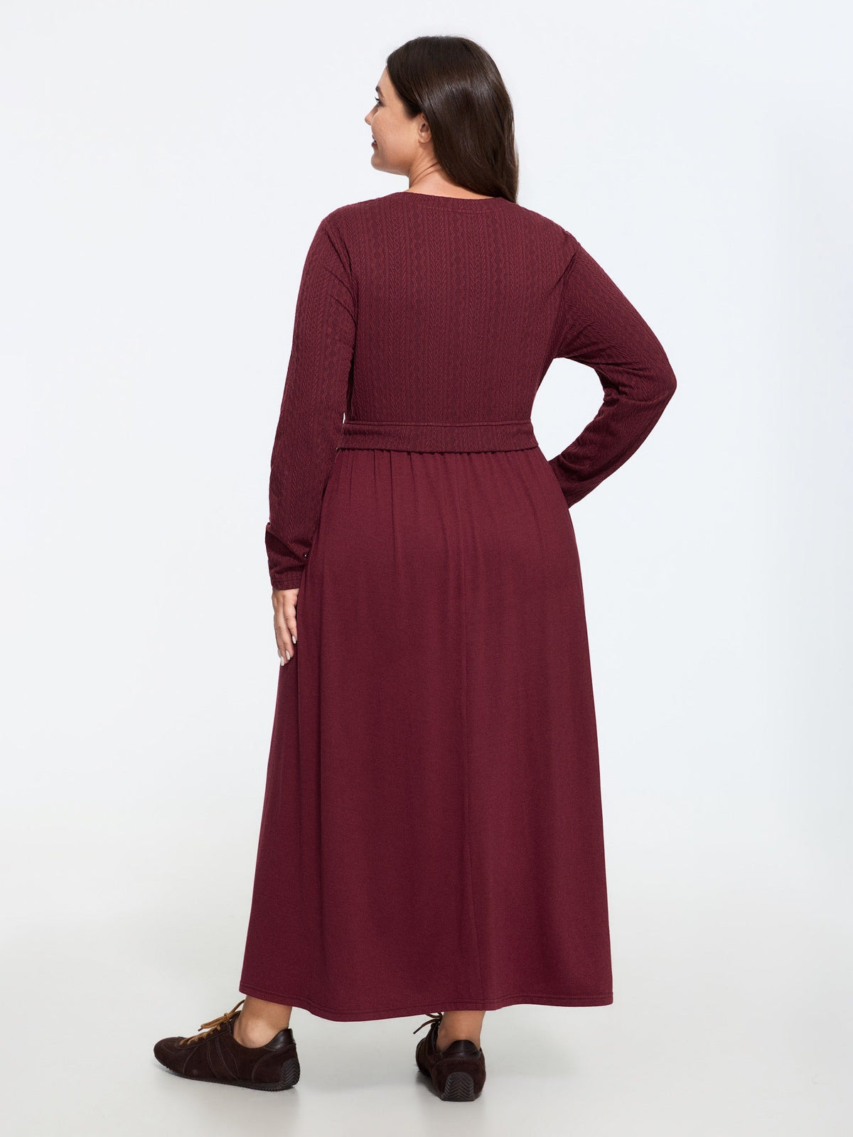 Supersoft Patchwork Cable Knit Maxi Dress