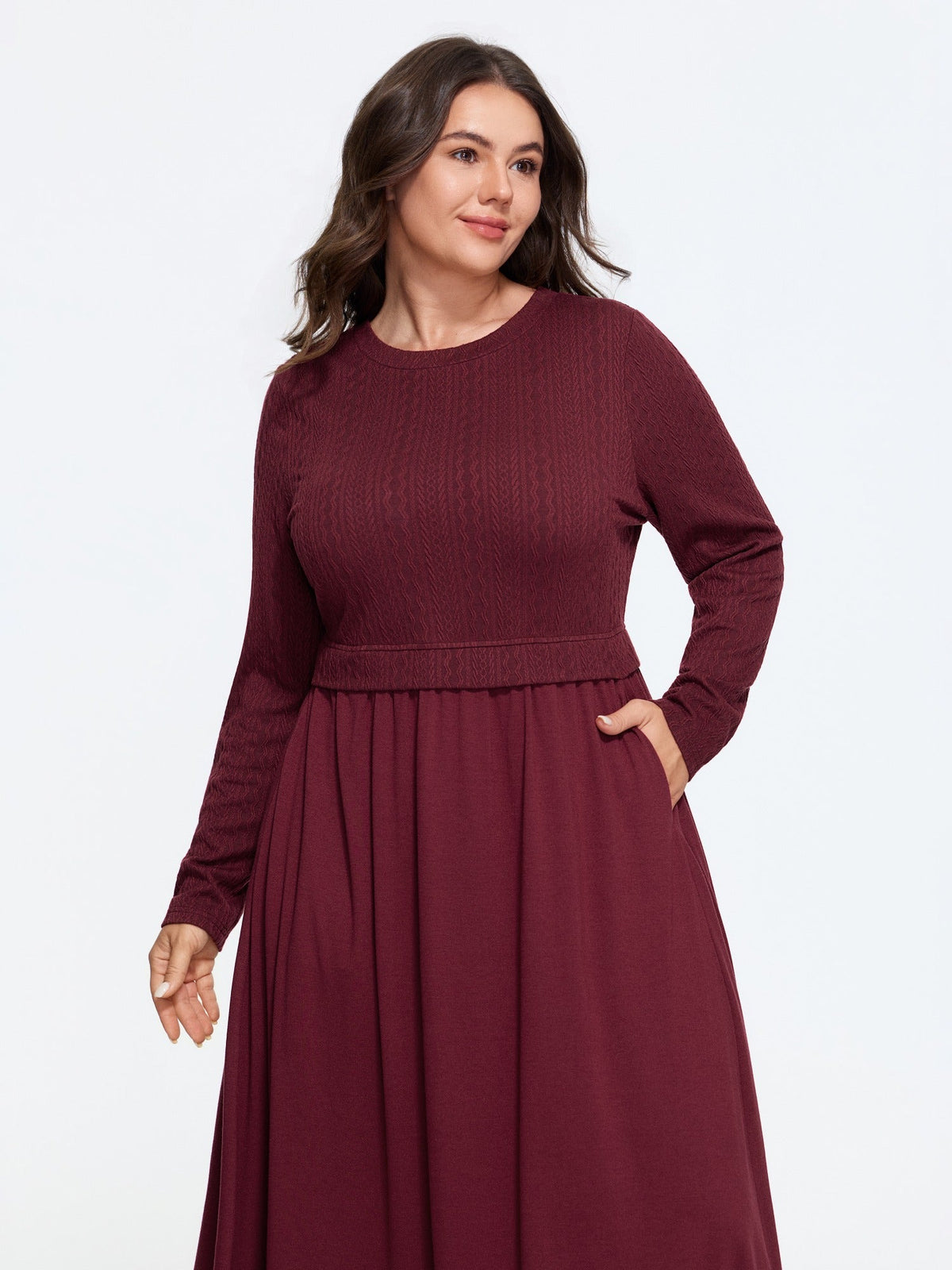 Supersoft Patchwork Cable Knit Maxi Dress