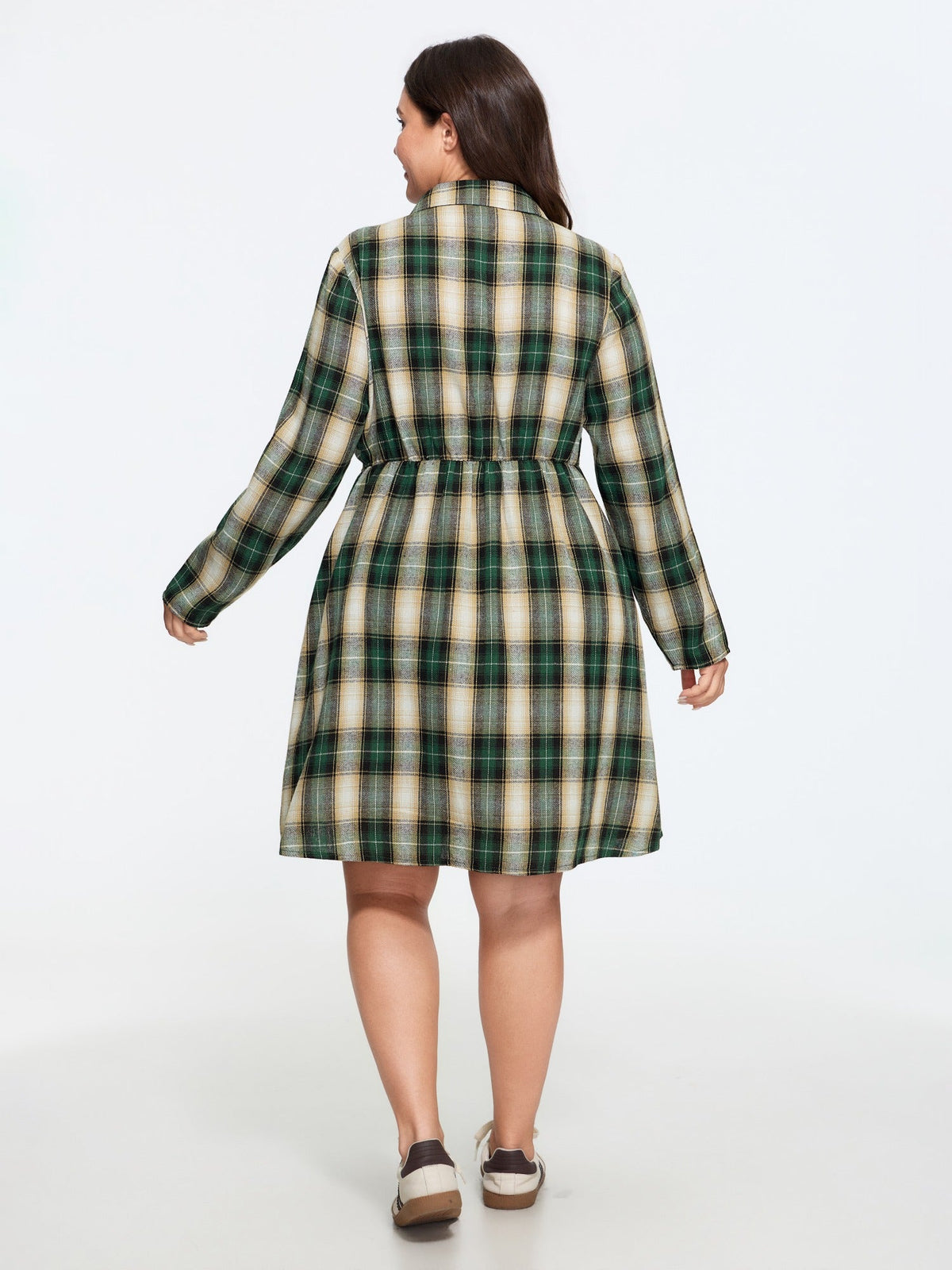 Plaid Button Down Belted Waist Mini Dress